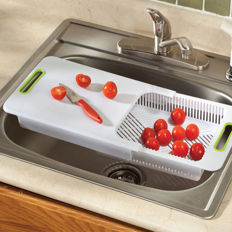 over sink cutting board and strainer